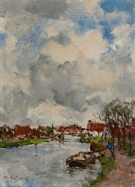 Johan Hendrik van Mastenbroek | Trekvaart (canal), oil on panel, 16.0 x 11.8 cm, signed l.l.
