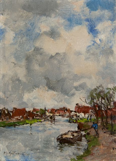 Mastenbroek J.H. van | Trekvaart (canal), oil on panel 16.0 x 11.8 cm, signed l.l.