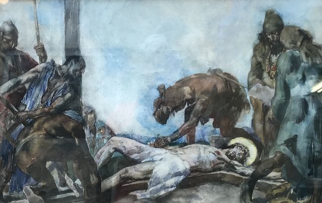 Johannes Hendricus Jurres | The crucifixion of Christ, watercolour on paper, 39.3 x 61.4 cm, signed l.l.