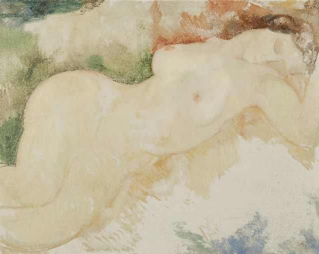 Kelder A.B.  | Reclining nude, oil on painter's board 69.4 x 88.1 cm, signed l.r.