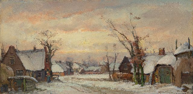 David Schulman | Snowy village in The Gooi, oil on canvas, 40.2 x 80.2 cm, signed l.r.