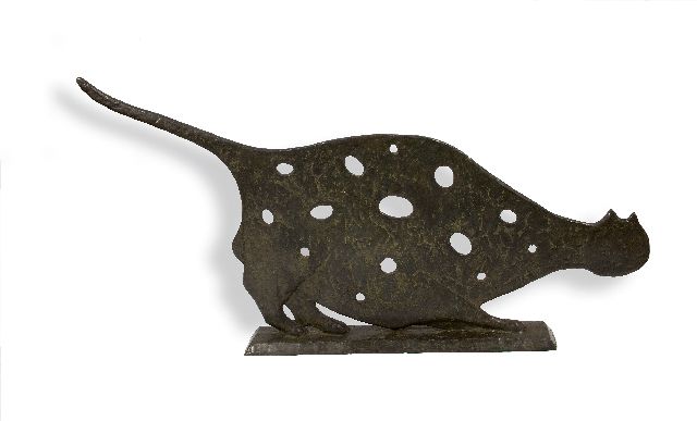 Hemert E. van | The cat with holes, bronze 55.0 x 116.0 cm, signed on the base and executed in 2017