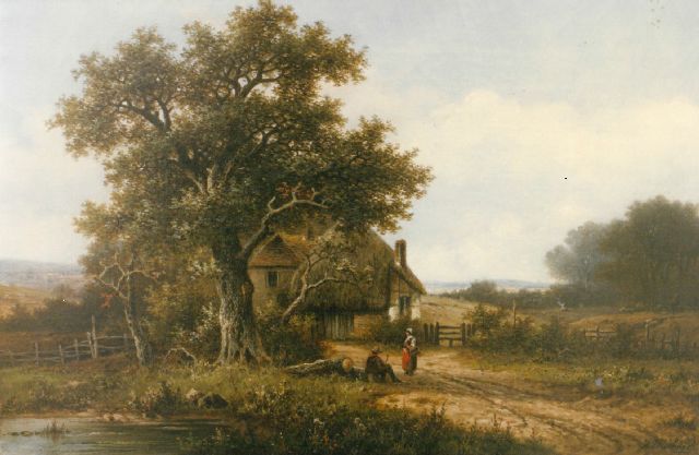 Hendrik Pieter Koekkoek | At the farm, oil on canvas, 30.5 x 45.5 cm, signed l.r.