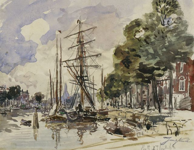 Johan Barthold Jongkind | The Rotterdam harbour, with the Zuiderkerk beyond, watercolour on paper, 23.5 x 29.5 cm, signed l.r. and dated '68