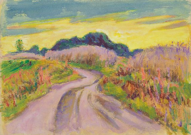 Jan Altink | Country road with yellow sky; on the reverse: Wooded path, gouache on paper, 56.0 x 78.4 cm