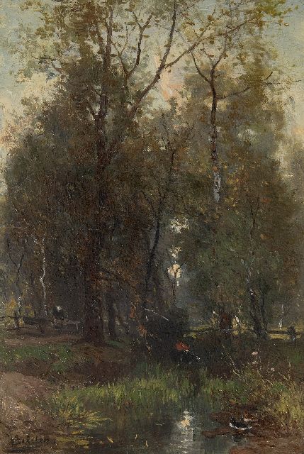 Johannes Warnardus Bilders | A forest pond, oil on panel, 33.7 x 23.0 cm, signed l.l.
