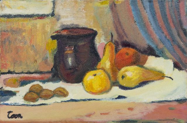 Hermans A.G.T.  | Still life with jug and pears, oil on canvas 40.2 x 60.0 cm, signed l.l.