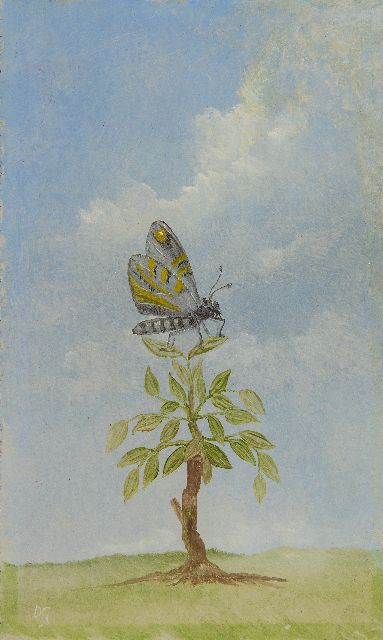 Darius Gunneweg | Butterfly, oil on board, 15.1 x 9.0 cm, signed l.l. with initials and in full on the reverse