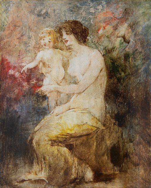 Hobbe Smith | Mother and child, oil on panel, 46.3 x 36.6 cm