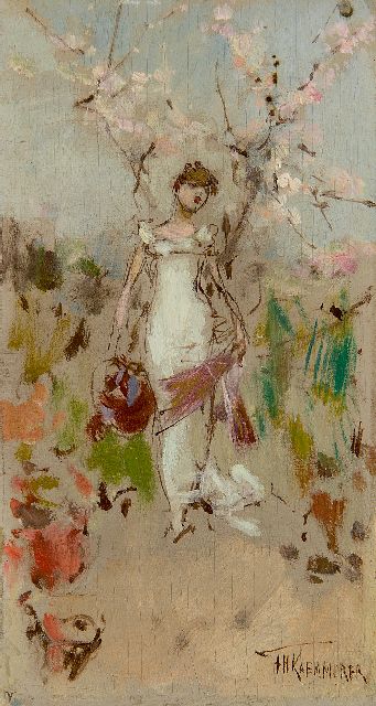 Frederik Hendrik Kaemmerer | April - Zodiac sign Aires, oil on canvas laid down on painter's board, 18.5 x 10.3 cm, signed l.r.