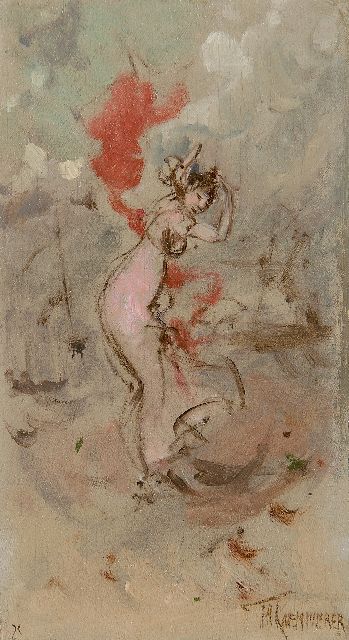 Frederik Hendrik Kaemmerer | March - Zodiac sign Pisces, oil on canvas laid down on painter's board, 18.5 x 10.3 cm, signed l.r.