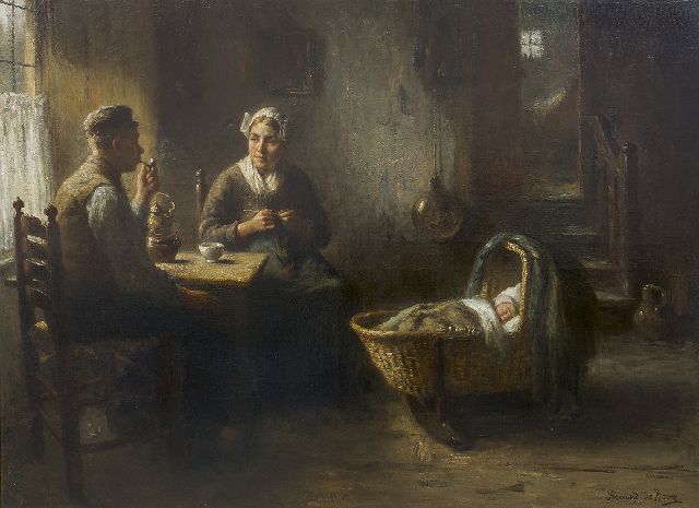 Bernard de Hoog | A farmer's interior, Laren, oil on canvas, 96.0 x 126.2 cm, signed l.r.