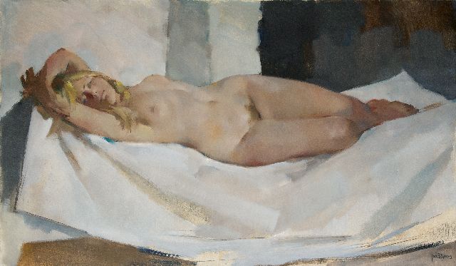 Jos Rovers | Female nude, oil on canvas, 100.0 x 170.0 cm, signed l.r.