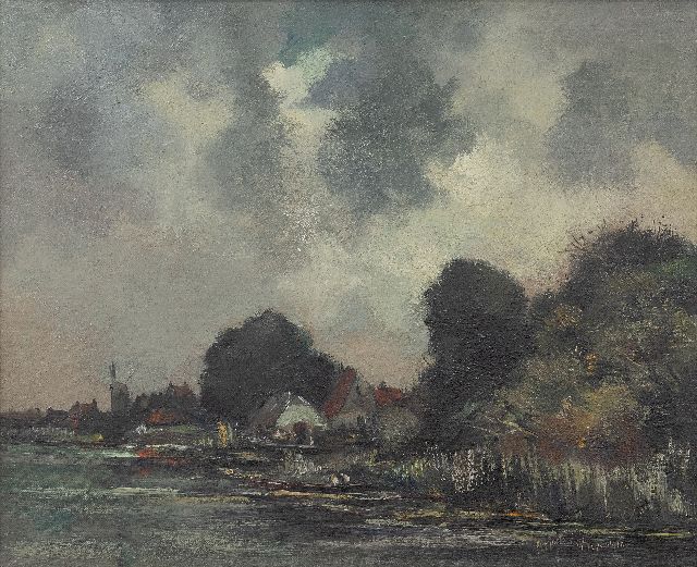 Markus A.  | Village on a stream, oil on canvas 38.3 x 47.4 cm, signed l.r. and dated 1915 'Oosterbeek'