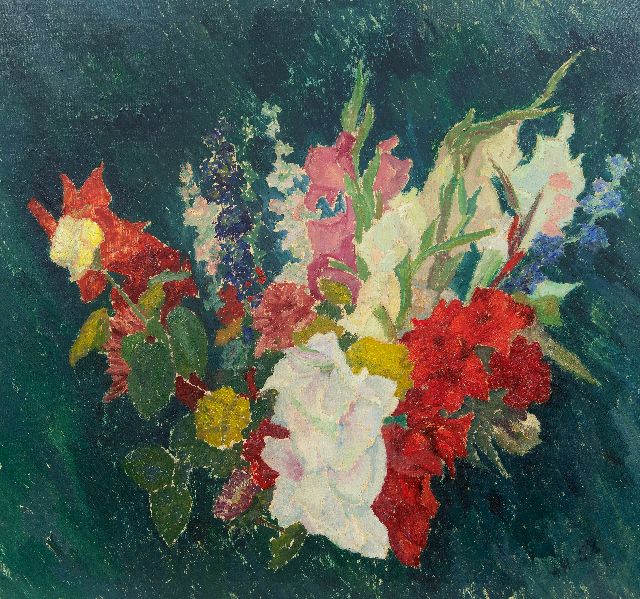 Herwijnen J.A.G. van | Summer flowers, oil on canvas 75.3 x 80.0 cm, signed l.r. with initials and dated '58