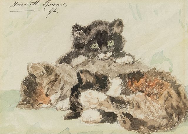 Ronner-Knip H.  | Three kittens, watercolour on paper 10.5 x 14.5 cm, signed u.l. and dated '96