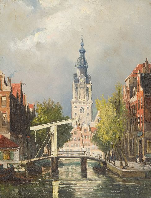 Christiaan Dommelshuizen | A view of Amsterdam with the Zuiderkerk, oil on panel, 22.8 x 17.7 cm, signed l.r.