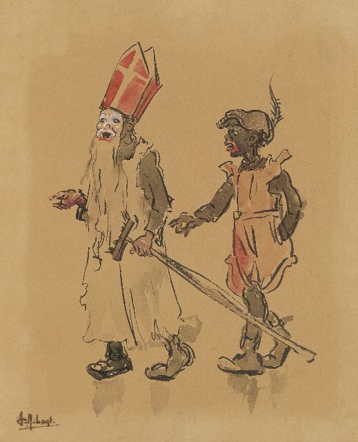 Luijt A.M.  | Saint Nicholas and Peter, watercolour on paper 26.0 x 21.0 cm, signed l.l.