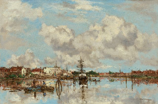 Johan Hendrik van Mastenbroek | Ships in a Egnlish river harbour, oil on canvas, 40.6 x 60.5 cm, signed l.r. and dated 1920