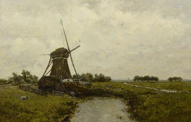 Gabriel P.J.C.  | Windmill near Leidschendam, oil on panel 39.4 x 60.0 cm, signed l.l.