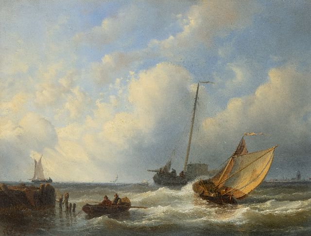 Gijselaar L.J. de | Shipping off Vlissingen, oil on panel 34.7 x 46.4 cm, signed l.l. and dated 1857