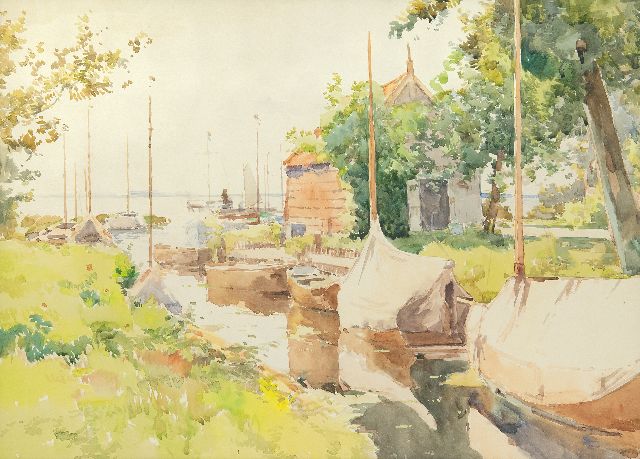 Vreedenburgh C.  | Harbour on the Loosdrechtse Plassen, watercolour on paper 43.8 x 59.0 cm