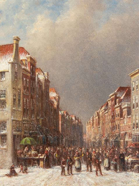 Petrus Gerardus Vertin | Market on a winter day, oil on panel, 36.1 x 27.5 cm, signed l.r. and dated '91