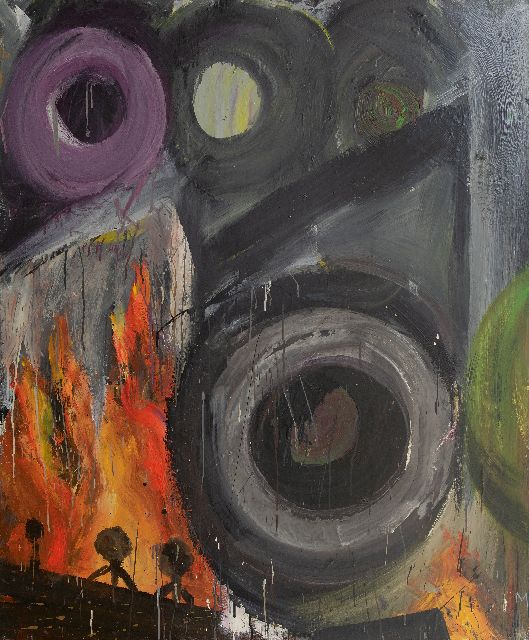 Mulders M.M.M.  | Where circles prevail, oil and lacquer on canvas 120.3 x 99.9 cm, signed l.r. and to be dated ca. 1984