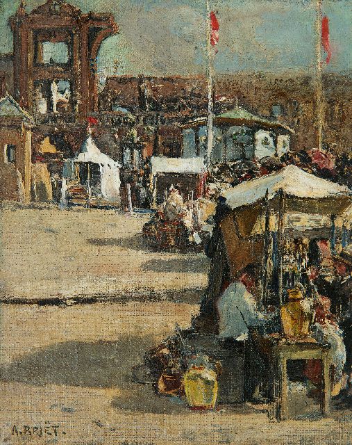 Briët A.H.C.  | The Kurhaus in Scheveningen after the fire, oil on canvas laid down on board 19.8 x 15.8 cm, signed l.l. and painted ca. 1886