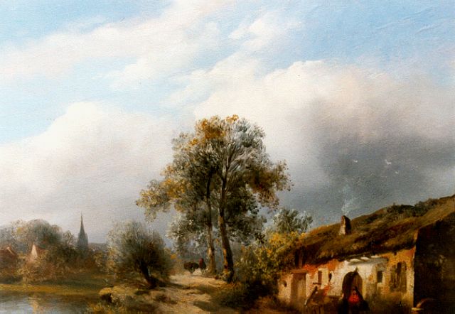 Abraham van der Wayen Pieterszen | A farm in a river landscape, oil on panel, 22.3 x 28.1 cm, signed l.r.