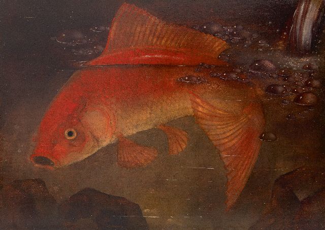 Hoboken J. van | Goldfish, oil on panel 23.8 x 33.0 cm, signed l.r. and dated 1930