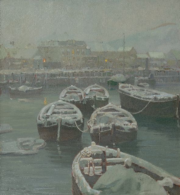Dooijewaard J.  | A view of Elvehavn, Trondheim, oil on canvas 61.1 x 56.5 cm, signed l.l. and with initials on the reverse and dated on the stretcher 1941