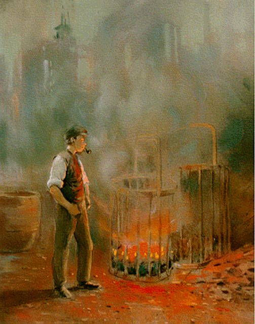 Herman Heijenbrock | A fire, pastel on paper, 50.0 x 41.0 cm, signed l.r. and dated 1914