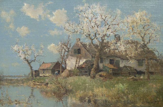 Arend Jan van Driesten | A view of 't Zuideind, Zoeterwoude, oil on canvas, 40.0 x 60.0 cm, signed l.r.