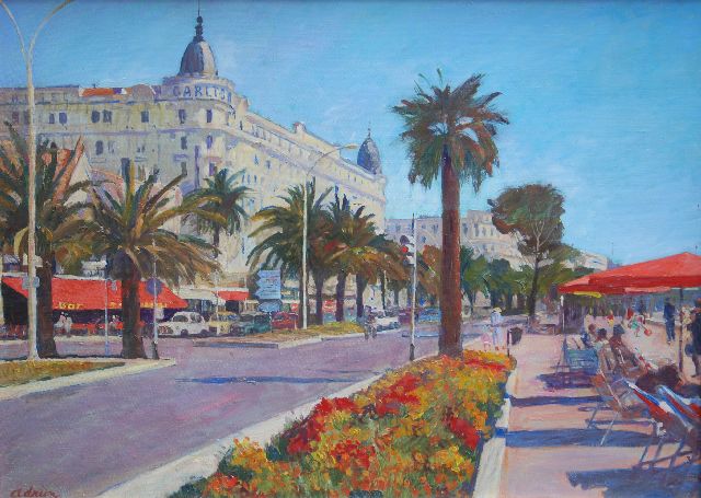Lucien Andrion | View of the Carlton Hotel in Nice, oil on canvas, 60.5 x 81.5 cm, signed l.l.