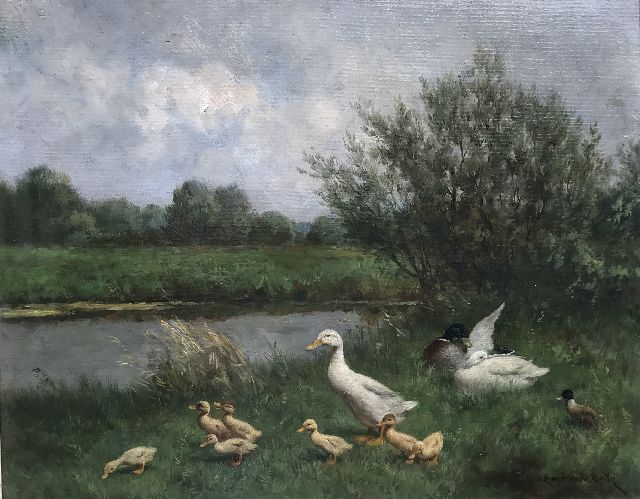 Constant Artz | Ducks at the waterside, oil on canvas, 40.0 x 50.0 cm, signed l.r.