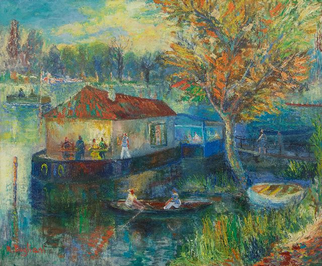 Bogliani R.  | summer café on the river, oil on board 50.0 x 61.0 cm, signed l.l.