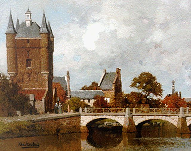 Klinkenberg J.C.K.  | View of the Zuydthavenpoort, Zierikzee, oil on panel 20.0 x 27.0 cm, signed l.r.