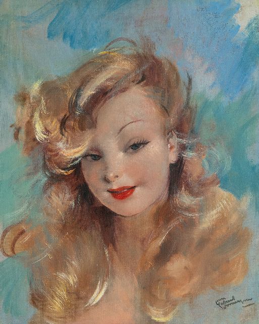 Domergue J.G.  | Portrait of Mademoiselle Marisia, oil on canvas 41.0 x 33.0 cm, signed l.r.