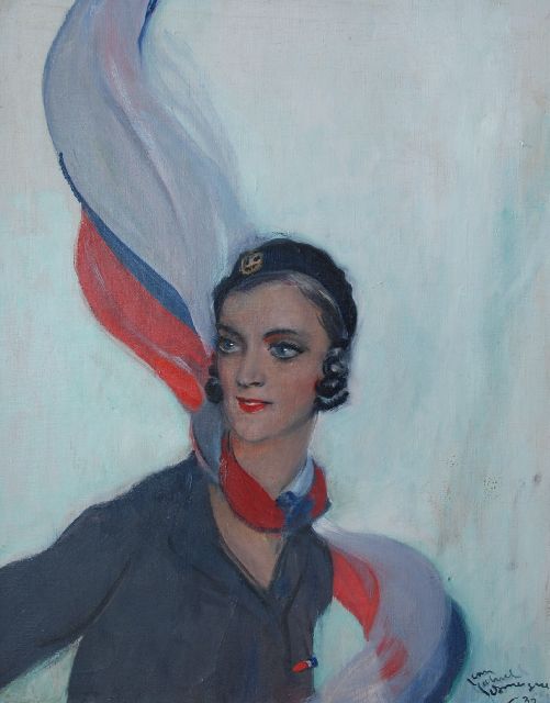 Jean-Gabriel Domergue | Young woman with coloured shawl, oil on canvas, 82.5 x 65.0 cm, signed l.r. and dated '32