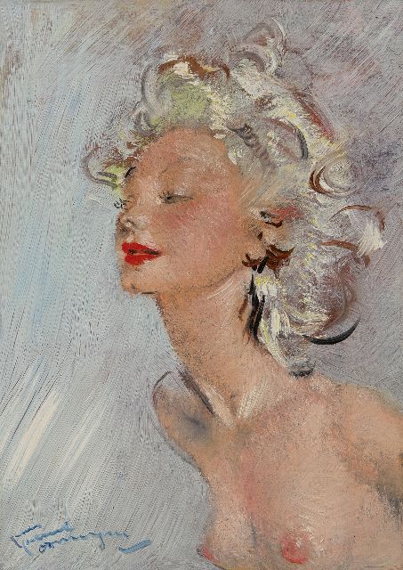 Jean-Gabriel Domergue | La blonde, oil on board, 33.0 x 41.0 cm, signed l.l.
