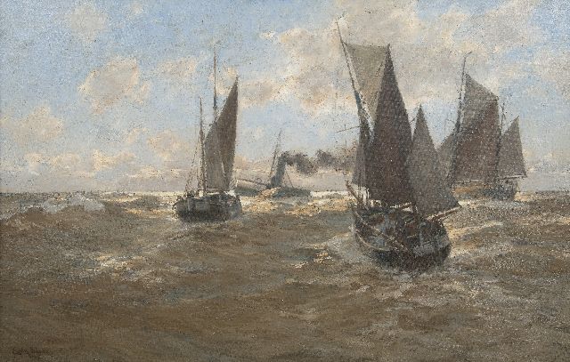 Erwin Günther | Sailing ships on the high seas, oil on canvas, 65.5 x 101.0 cm, signed l.l.
