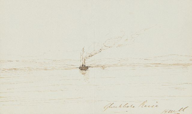 Hendrik Willem Mesdag | Glückliche Reise, pen and Indian ink on paper, 11.5 x 18.5 cm, signed l.r. with initials