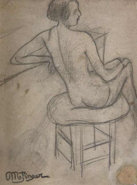 Jean Metzinger | Etude d'une femme nue assise; on the reverse: Guitarist, pencil on paper, 15.5 x 11.0 cm, signed 
l.l. and on the reverse with the artists stamp