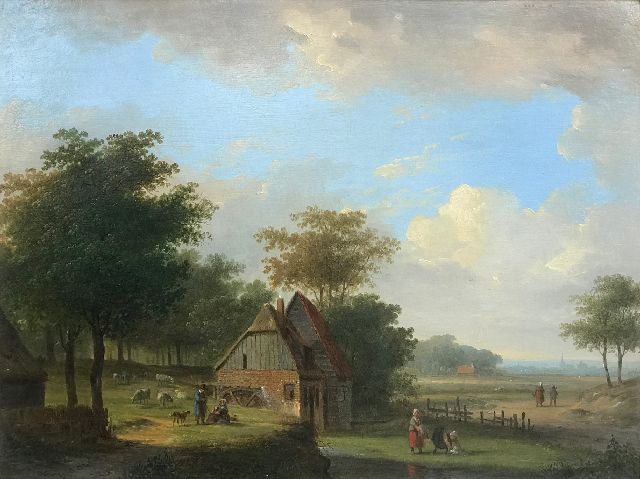Jacobus van der Stok | Idyllische Landschaft mit Wassermühle, oil on panel, 26.0 x 35.4 cm, signed l.l.