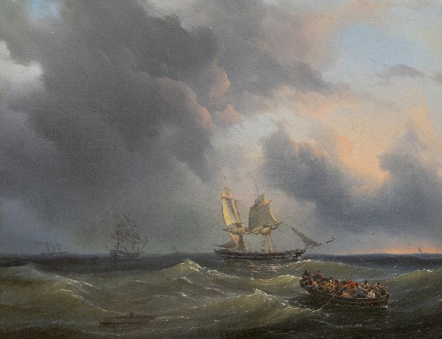 Thomas P.H.  | Schips on a choppy sea, oil on canvas 76.5 x 99.5 cm, signed l.l.