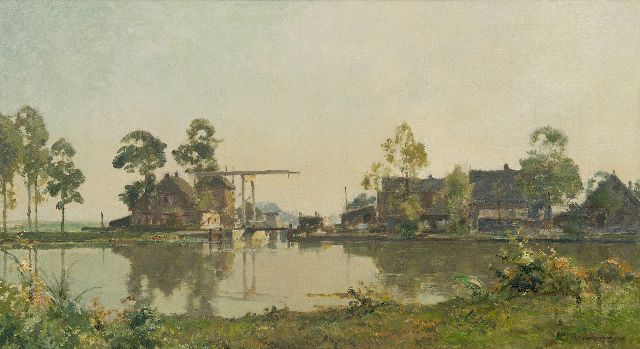 Vreedenburgh C.  | Farm on a canal with drawbridge, oil on canvas 51.0 x 90.5 cm, signed l.r.