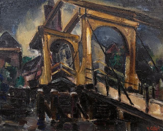 Colnot A.J.G.  | Drawbridge in in Loenen aan de Vecht, oil on canvas 61.3 x 76.9 cm, signed l.r.