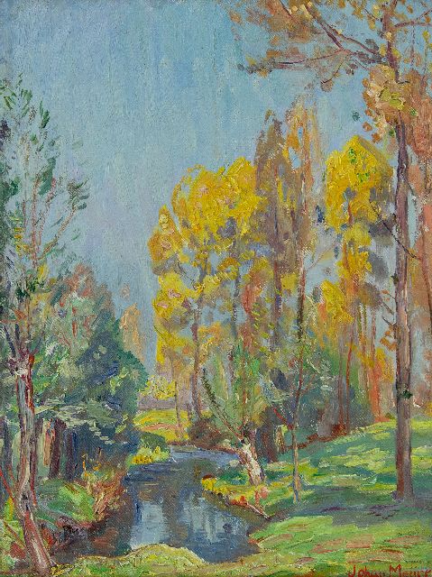 Johan Meijer | Sunny autumnal forest, oil on canvas laid down on board, 29.1 x 22.3 cm, signed l.r.