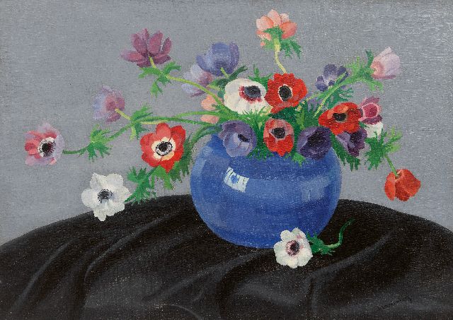 Dirk Smorenberg | Anemones in a Vase, oil on canvas, 50.0 x 70.2 cm, signed l.r.